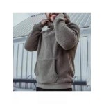 Men's Warm Embroidered Fleece Casual Half-zip Hoodie