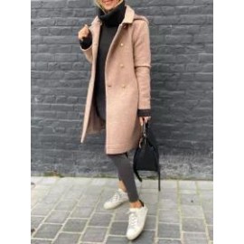Casual Button And Hoodie Woollen Coat