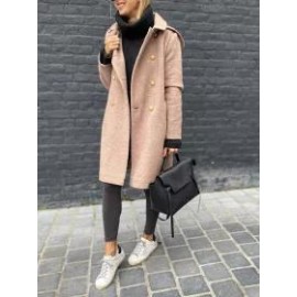 Casual Button And Hoodie Woollen Coat