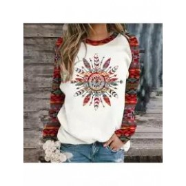 Ladies Vintage Western Indian Ethnic Print Sweatshirt