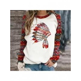 Ladies Vintage Western Indian Ethnic Print Sweatshirt