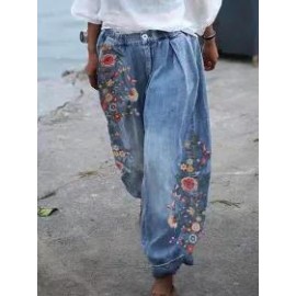 Loose Floral Print Wide-Leg Pants