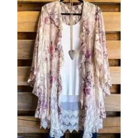 Casual Loose Rose Cutout Lace Cardigan