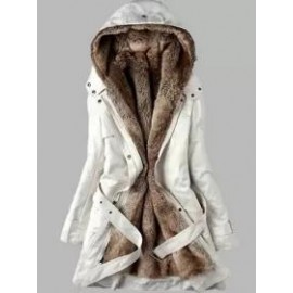 Casual Warm Plush Detachable Hooded Coat