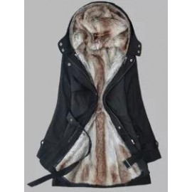 Casual Warm Plush Detachable Hooded Coat