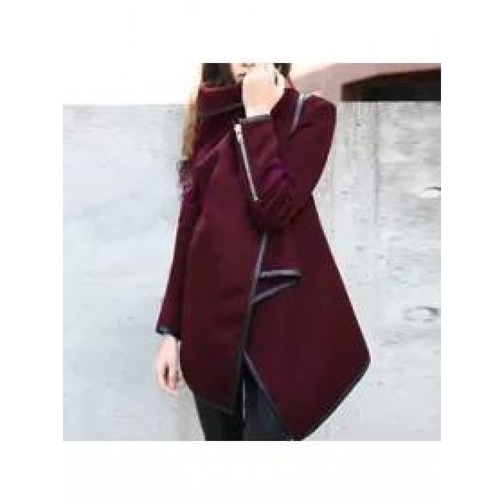Turtle Neck Front Wrapped Zipper Trench Coat Turtle Neck Front Wrapped Zipper Trench Coat