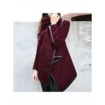 Turtle Neck Front Wrapped Zipper Trench Coat