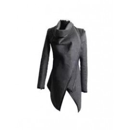 Turtle Neck Front Wrapped Zipper Trench Coat