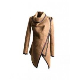 Turtle Neck Front Wrapped Zipper Trench Coat