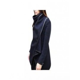 Turtle Neck Front Wrapped Zipper Trench Coat
