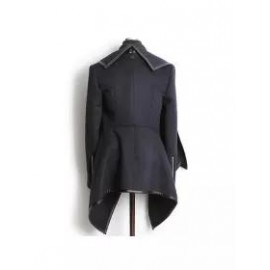 Turtle Neck Front Wrapped Zipper Trench Coat