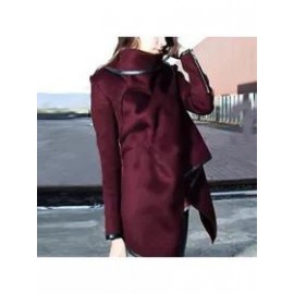 Turtle Neck Front Wrapped Zipper Trench Coat