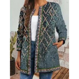 Casual Vintage Ethnic Print Long Sleeve Jacket