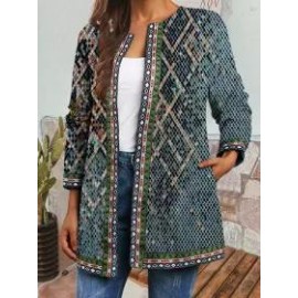 Casual Vintage Ethnic Print Long Sleeve Jacket