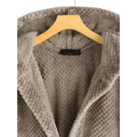 Winter Solid Color Hooded Single-breasted Plush Jacket In The Long Section Loose
