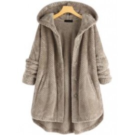 Winter Solid Color Hooded Single-breasted Plush Jacket In The Long Section Loose