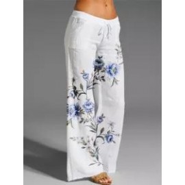 Casual Loose Floral Print Long Pants
