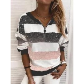 Women V-neck Printed Sweatshirt