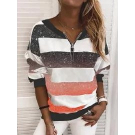 Women V-neck Printed Sweatshirt