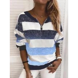 Women V-neck Printed Sweatshirt