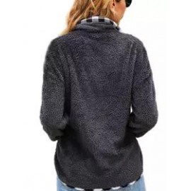 Polo Collar Casual Loose Check Printed Velvet Panel Sweatshirt