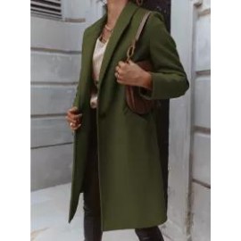 Vintage Solid Color Lapel Button Long Sleeves Coat
