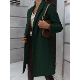 Vintage Solid Color Lapel Button Long Sleeves Coat
