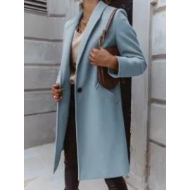 Vintage Solid Color Lapel Button Long Sleeves Coat