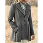Casual Vintage Solid Lapel Long Sleeve Coat