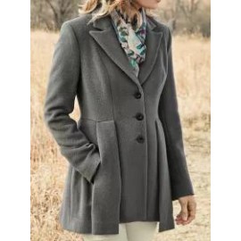Casual Vintage Solid Lapel Long Sleeve Coat