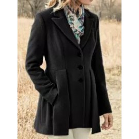 Casual Vintage Solid Lapel Long Sleeve Coat