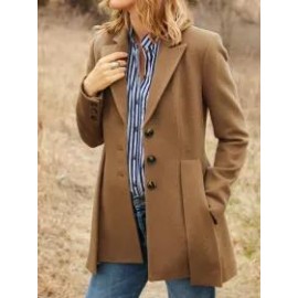 Casual Vintage Solid Lapel Long Sleeve Coat