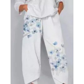 Casual Loose Floral Print Elastic Waist Pants