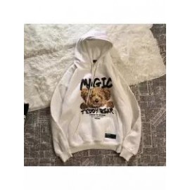 Vintage Unisex Bear Print Oversized Hoodie