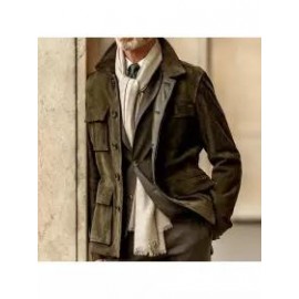 Men's Suede Multi-pocket Cropped Cargo Jacket