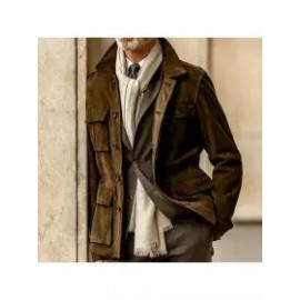 Men's Suede Multi-pocket Cropped Cargo Jacket