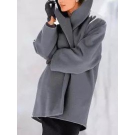 Loose Vintage Solid Color Lapel Long Sleeve Coat