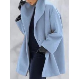 Loose Vintage Solid Color Lapel Long Sleeve Coat