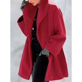 Loose Vintage Solid Color Lapel Long Sleeve Coat