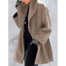 Loose Vintage Solid Color Lapel Long Sleeve Coat