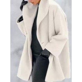 Loose Vintage Solid Color Lapel Long Sleeve Coat