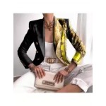 Ladies Fashionable Stitching Chain Abstract Printed Blazer