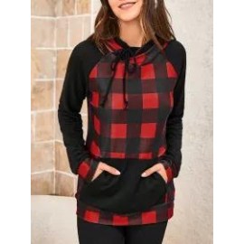 Ladies Plaid Hooded Sweatshirt