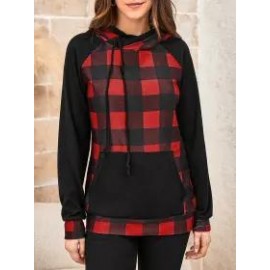 Ladies Plaid Hooded Sweatshirt