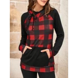 Ladies Plaid Hooded Sweatshirt