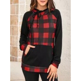 Ladies Plaid Hooded Sweatshirt