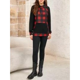 Ladies Plaid Hooded Sweatshirt
