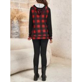 Ladies Plaid Hooded Sweatshirt