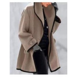 Fashion Multicolor Round Neck Loose Woolen Coat