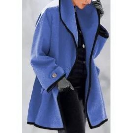 Fashion Multicolor Round Neck Loose Woolen Coat
